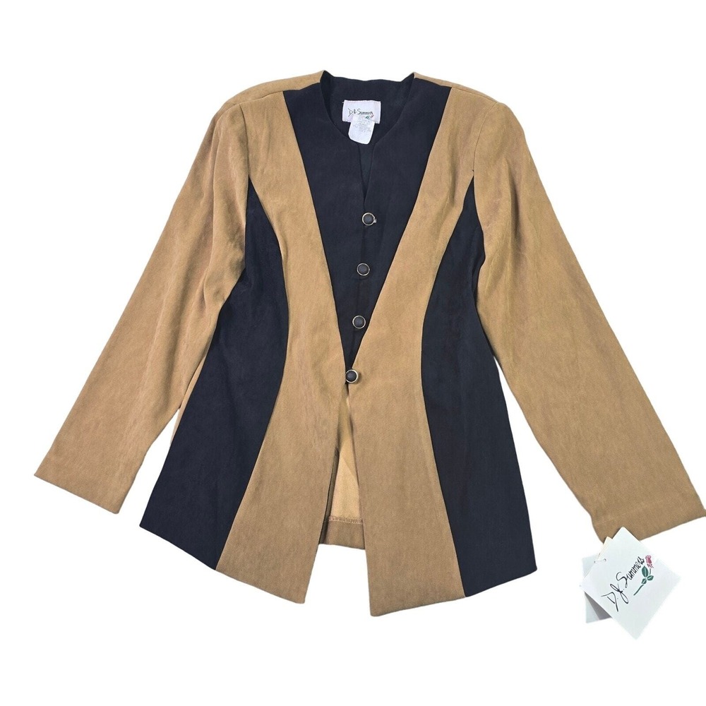 Vintage 80s 90s Blazer Style Jacket Womens 8 Faux Suede Loop Button Prop Mob NOS